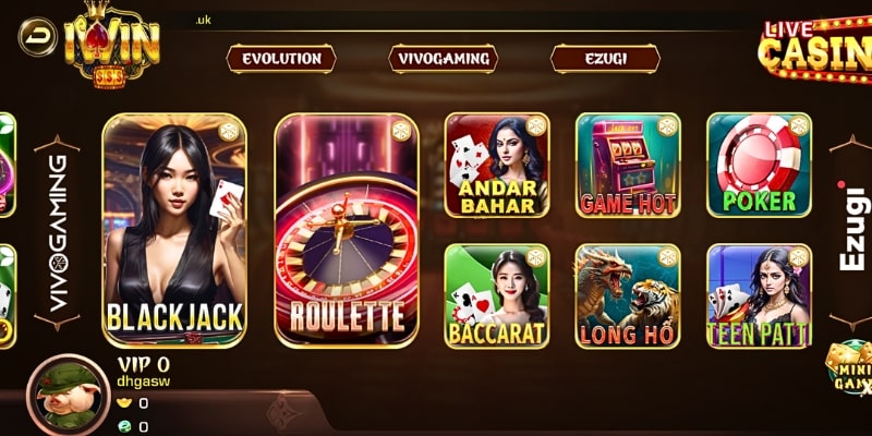 Cổng game cung cấp nhiều sảnh chơi casino chất lượng